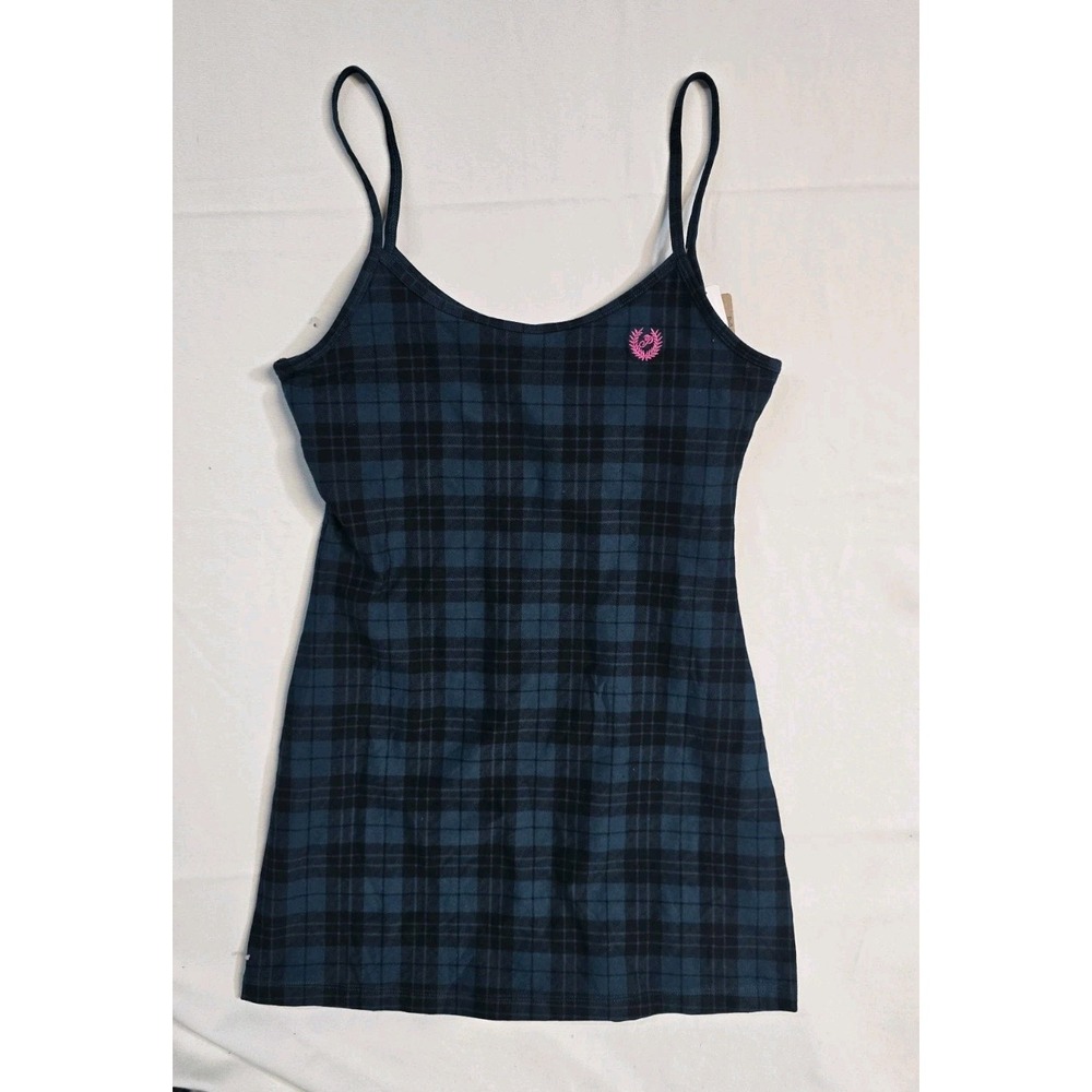 PINKStretch Cotton Cami Sleep Dress Small Green Plaid NWT